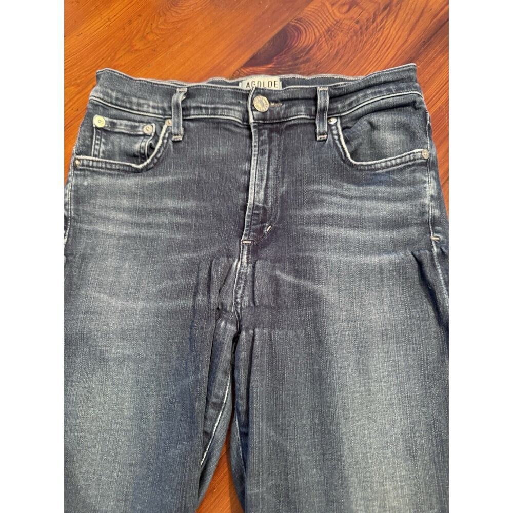 AGOLDE Sophie High Rise Crop Skinny Raw Hem Indigo Jeans Size 28 - Picture 6 of 9